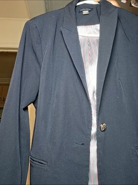 Tommy Hilfiger Women's Navy Blazer with Striped Lining